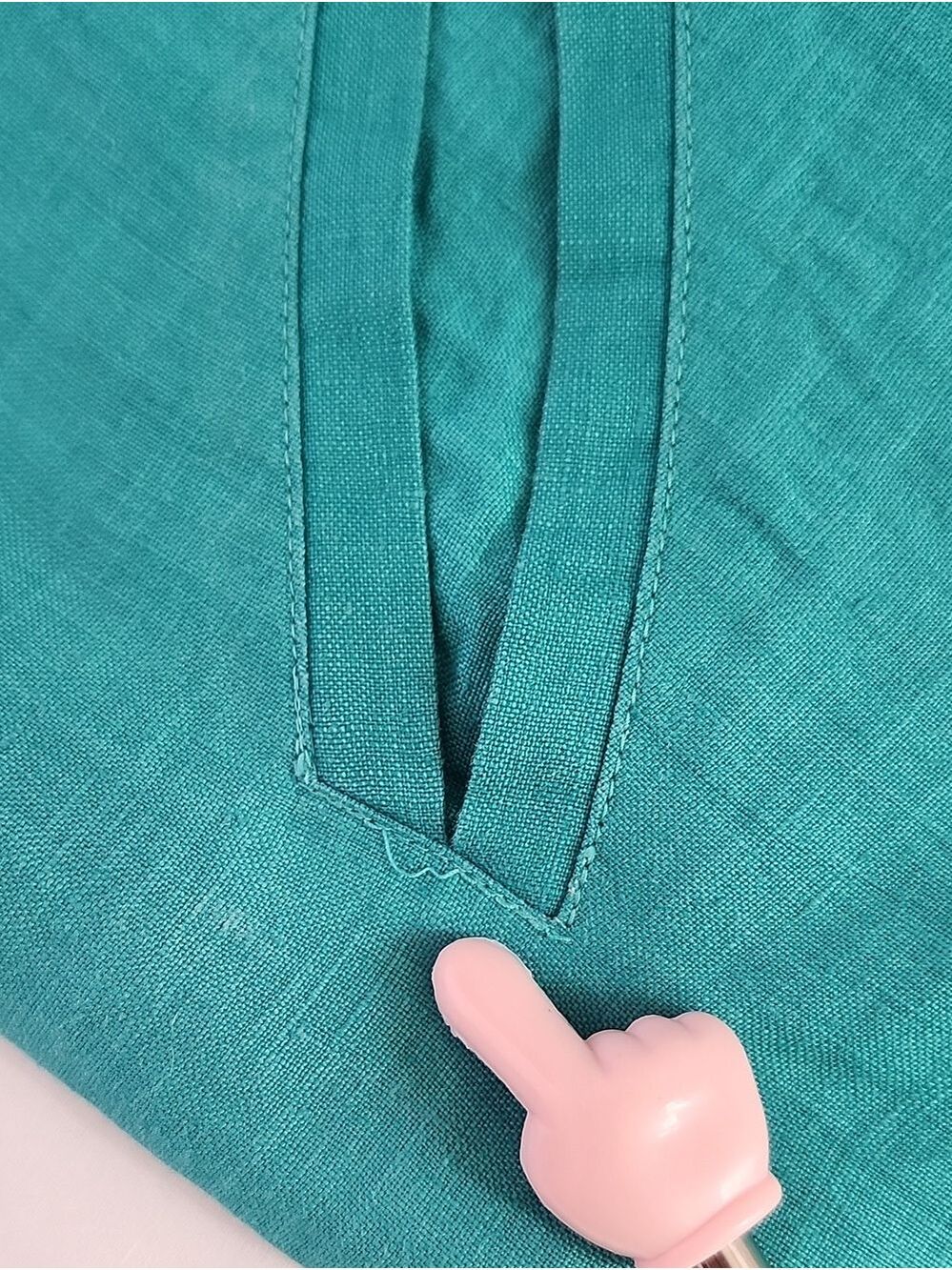 Private Collection Vintage Shift Dress Teal Short Sleeve 100% Linen 16 Art Deco - Picture 11 of 11